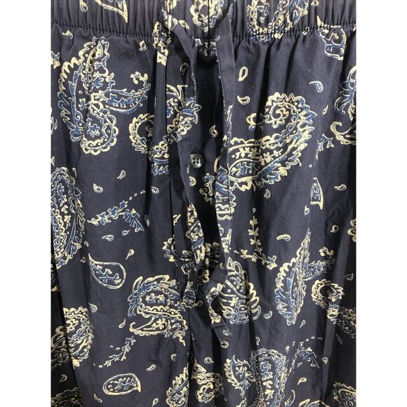 Polo Ralph Lauren Sleep Pants Medium Navy Paisley Elastic Waist Drawstring - Picture 5 of 7